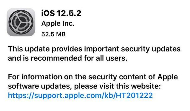 边坝苹果手机维修分享iOS12.5.2发布，建议所有老苹果用户安装 